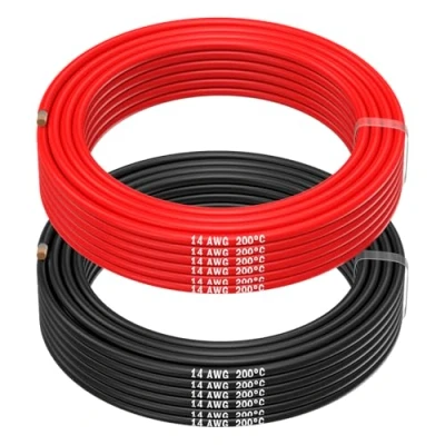 Abbildung von MMOBIEL 14 AWG Silikon Elektronik Kabel Gauge (2,08mm²) Verzinnte Kupferkabel 2 Separate Rot &amp; Schwarz Jede 10m / 32.8ft für RC, Drohnen, 3D Drucker, Batterien, Sprecherkabel, Led Strips