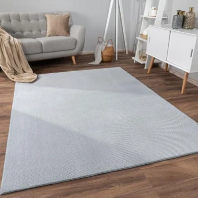Abbildung von Paco Home Teppich Wohnzimmer Schlafzimmer Kurzflor Skandinavisches Boho Muster Melierte Optik Moderne Einfarbige Deko, Grösse:240x340 cm, Farbe:Anthrazit