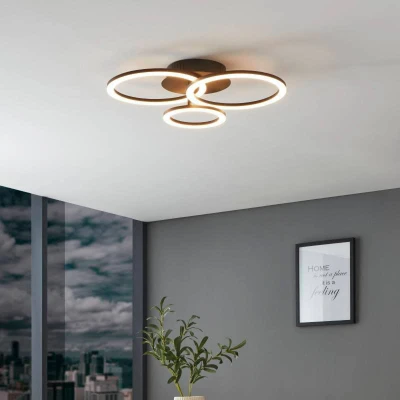 Abbildung von Eglo 900321 Deckenleuchte PARRAPOS Z Stahl schwarz, Kunststoff weiss LED 33W 3000 6500K L:54.5cm B:44.5cm H:9cm dimmbar mit Connect Funktion