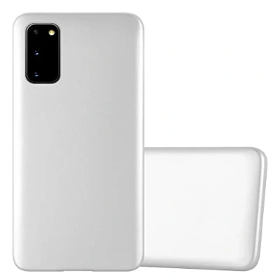 Abbildung von Cadorabo Hülle kompatibel mit Samsung Galaxy S20 Schutzhülle TPU Silikon Case Metallic Design Slim Kratzfest Weiche Gummi Rundumschutz für in Silber