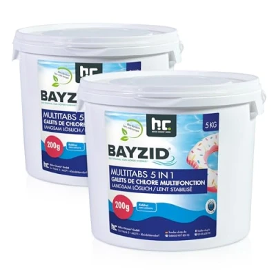 Abbildung von BAYZID Chlor Multitabs 5 in 1 200g Chlortabletten Für Pool 2 x 5kg Phasen Pflege &amp; Reinigung Made Europe kristallklares Poolwasser
