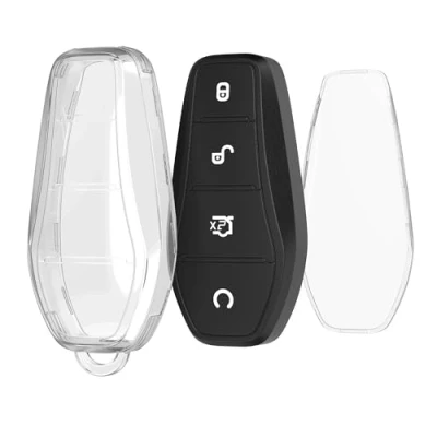 Abbildung von kwmobile Autoschlüssel Hülle kompatibel mit BYD Atto 3 / Han/Tang/Dolphin/Yuan/Seal Schlüsselhülle Silikon Cover Transparent