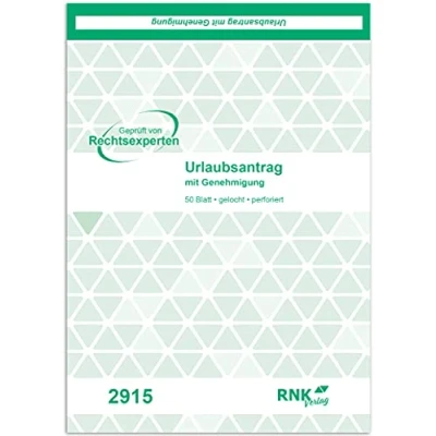 Abbildung von RNKVERLAG 2915 Urlaubsantrag Block, mit 50 Blatt, DIN A5, 1 Stück