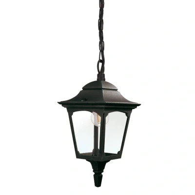 Abbildung von Elstead Lighting CPM9 BLACK Hängeleuchte CHAPEL MINI E27 1x60W IP44 Aluminiumguss schwarz, Glas klar H:34.5cm B:17cm Ø17cm dimmbar