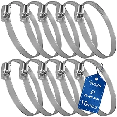 Abbildung von VIOKS 10x Schlauchschellen Set 70 90 mmØ/Schlauchklemmen Set/Schlauchschellen Edelstahl Schlauchschеllen &amp; Schеllen Schlauchschеlle Waschmaschine/Schlauchschеllen Waschmaschine