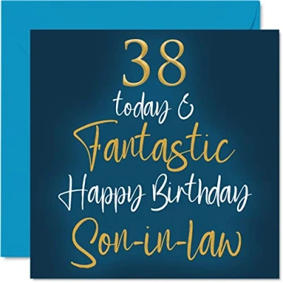 Abbildung von Fantastische Geburtstagskarte zum 38. Geburtstag für Schwiegersohn 38 Today &amp; Fantastic Happy Birthday Karte Schwiegersohn, Geburtstagsgeschenke Sohn, 145 mm x