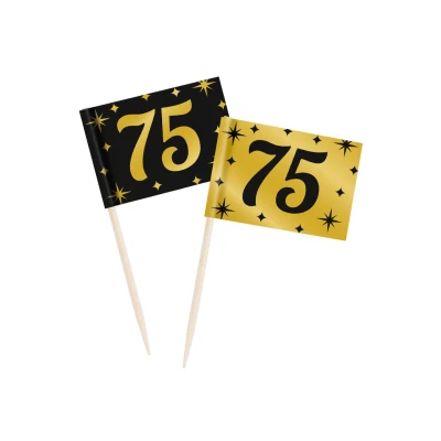 Abbildung von Cocktailstäbchen 75 Jahre 6,5 cm 50 Stück