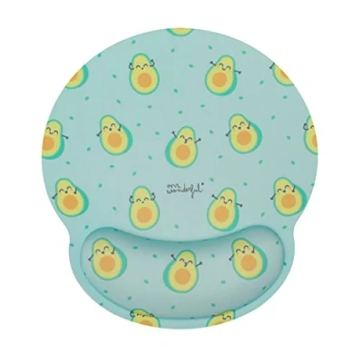 Abbildung von WONDEE Mr Wonderful Gel Mauspad mit Handgelenkauflage, grünes Avocado Design ergonomisches Handgelenkauflage Macht glücklich Geschenke für Mädchen und Frauen