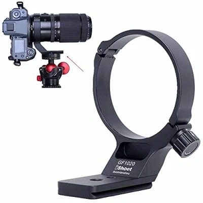Abbildung von iShoot Stativschelle Stativring Objektiv Montage Stativ Halterungsring Halterung Stützring Kompatibel mit Fuji GF 100 200mm f/5.6 R LM OIS WR &amp; Fujifilm 250mm f/4 WR, Arca Fit Kameraplatte