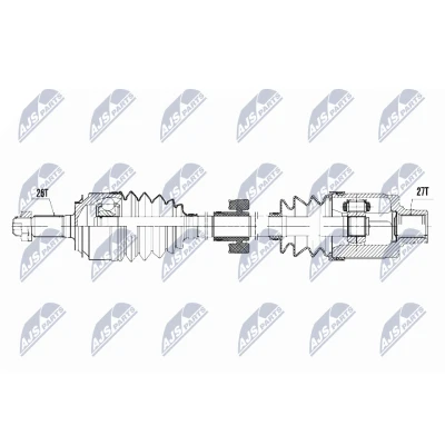Abbildung von NTY NPW HD 047 Antriebswelle Vorderachse 590 Schaltgetriebe HONDA: CIVIC 8 Hatchback