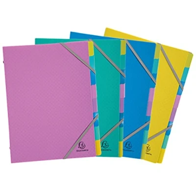 Abbildung von Exacompta 56190E Recycling Kunststoff Ordnungsmappe Forever Young aus blickdichtem Polypropylen DIN A4 8 Fächer mit 2 Gummizügen Blauer Engel 1 Stück Zufallsfarbe
