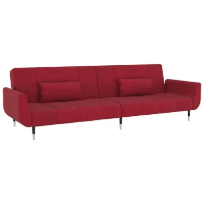 Abbildung von vidaXL Schlafsofa 2 Sitzer, Sofa Couch mit Schlaffunktion, Sofabett Gästebett Kissen, Schlafcouch Bettsofa Wohnzimmer, Modern, Weinrot Samt