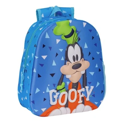 Abbildung von Safta Goofy Schulrucksack mit 3D Design, anpassbar an Kinderwagen, ideal für Kinder verschiedener Altersgruppen, bequem und vielseitig, Qualität Widerstandsfähigkeit, 27 x 10 33 cm, blau,