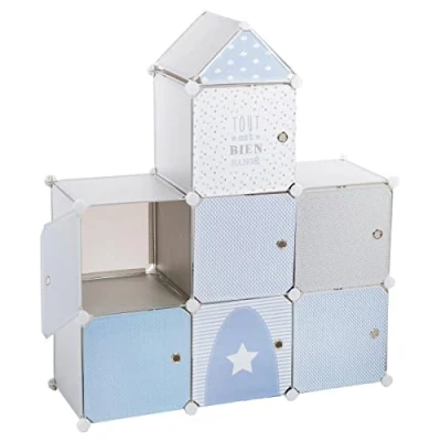 Abbildung von Atmosphera Kinder Aufbewahrungsboxen Château Grau und blau 96 x 109 cm