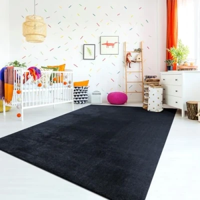 Abbildung von TT Home Teppich Kinderzimmer Waschbar rutschfest Kinderteppich Junge Mädchen Weich Pastell, Farbe: Blau Navy, Größe:100x200 cm