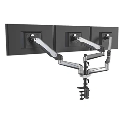 Abbildung von HFTEK Monitorarm Triple Halterung Halter Tischhalterung für 3 Bildschirme von 15 27 Zoll mit VESA 75/100 (HF138GS)