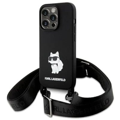 Abbildung von KARL LAGERFELD KLHCP15XSCBSCNK Hülle für iPhone 15 Pro Max 6.7&quot; hardcase Schwarz Crossbody Silicone Choupette