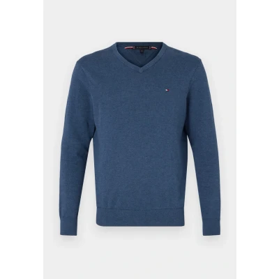 Abbildung von Tommy Hilfiger Essential V NECK Strickpullover, Herren, Größe: Small, Aegean sea heather