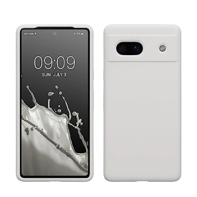 Abbildung von kwmobile Hülle kompatibel mit Google Pixel 7a Silikon Handy Case Handyhülle weiche Oberfläche kabelloses Laden Weiß matt