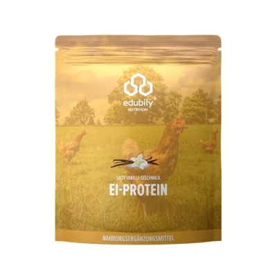 Abbildung von edubily nutrition® Eiklar Protein Pulver aus Freilandhaltung Premium Eiweißpulver ohne Milch 750 g (Salty Vanilla)
