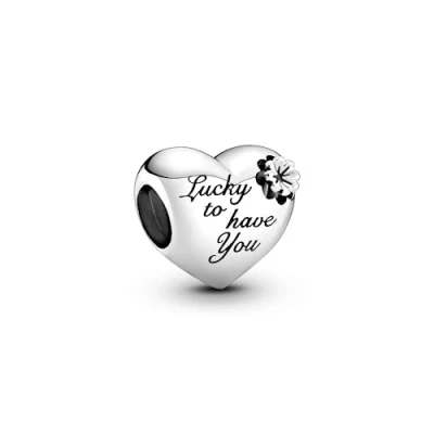 Abbildung von PANDORA Herz &amp; Kleeblatt Charm aus Sterling Silber, 799364C00