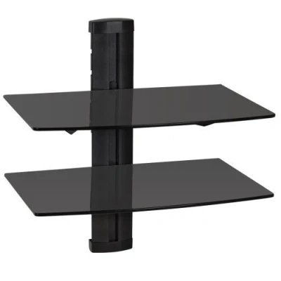 Abbildung von tectake® Wandregal Glasregal TV Wandhalterung für Blu ray DVD Player Receiver Hifi Geräte diverse Modelle (2 Ablagen Schwarz (401102))