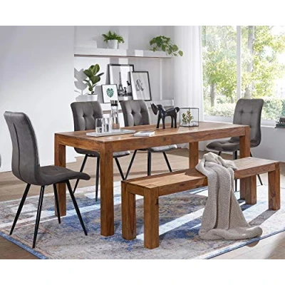 Abbildung von KADIMA Design Sheesham Massivholz Esszimmer Sitzbank Wood Bank 180x35 cm Esszimmerbank