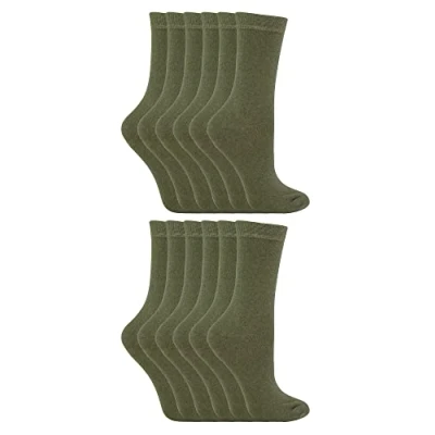 Abbildung von 12er Pack Kinder Einfarbig Socken Sock Snob Baumwolle für Mädchen und Jungen 27 30 31 34 (30 36, Khaki)