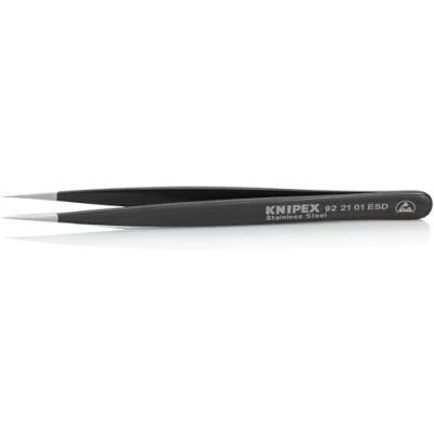 Abbildung von Knipex 92 21 01 ESD, Edelstahl, Schwarz, Spitz, Gerade, 17 g, 11 mm