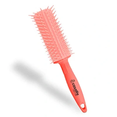 Abbildung von Casalfe Pro Curly Anti Zug Bürste für lockiges/Rebelhaar, Haarbürste mit flexiblen Plektren und texturiertem Nano, verhindert Haarbruch Rosa