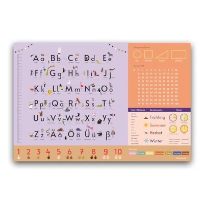 Abbildung von Close Up Schreibgeräteetui Alphabet Schreibtischunterlage lila für Kinder 60 x 40 cm