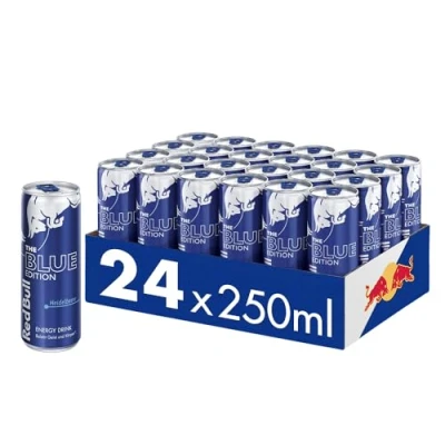 Abbildung von Red Bull Energy Drink Blue Edition 24er Palette Dosen Getränke mit Heidelbeere Geschmack, EINWEG (24 x 250 ml)