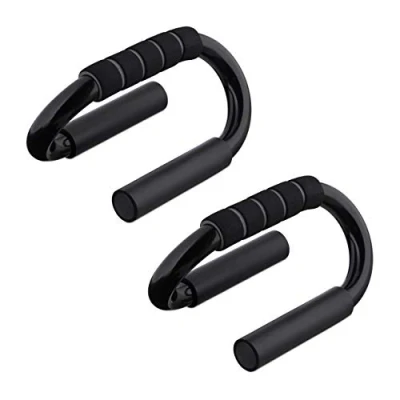 Abbildung von Relaxdays Liegestützgriffe im 2er Set, rutschfeste Sportgriffe, Metall, Home Workout, ergonomische Push Up Bars, schwarz