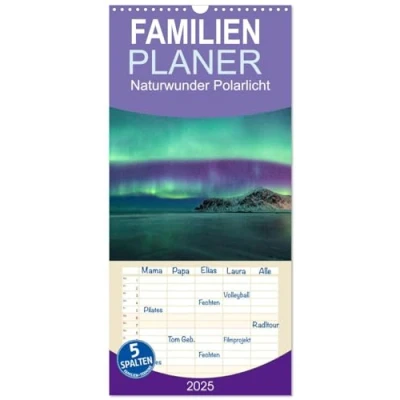 Abbildung von Familienplaner 2025 Naturwunder Polarlicht mit 5 Spalten (Wandkalender, 21 cm x 45 cm), CALVENDO