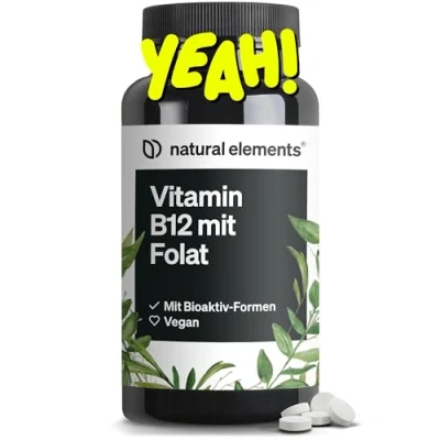 Abbildung von Vitamin B12 180 vegane Tabletten für 6 Monate 500µg Vit und 200µg Folsäure pro Tagesdosis hochdosiert, ohne unnötige Zusätze in Deutschland produziert &amp; laborgeprüft St