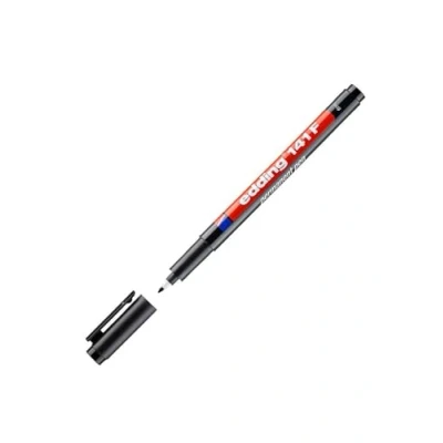 Abbildung von edding 141 F Permanenter Folienschreiber schwarz 1 Stift Rundspitze 0,6 mm zum Schreiben auf Glas, Kunststoff, Folien und glatten Oberflächen schnelltrocknend, wisch wasserfest