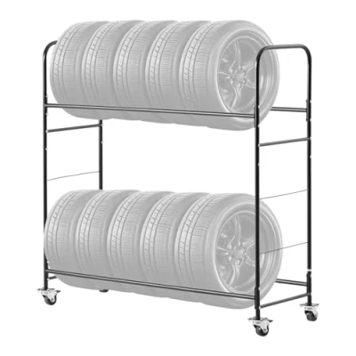 Abbildung von VEVOR Reifenrollregal Reifenhalter mit 2 Ablagen Standardreifen Rollbar Garage