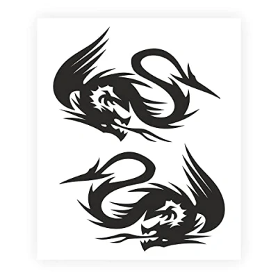 Abbildung von 4R Quattroerre.it 15854 Vorgeschnittene Aufkleber Drachen rechts und Links, Schwarz, 10 x 12 cm