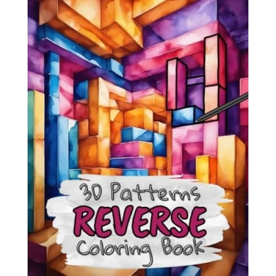 Abbildung von 3D Patterns Reverse Coloring Book for Kids, Teens and Adults: Draw The Lines Stay Calm, 40 Watercolor