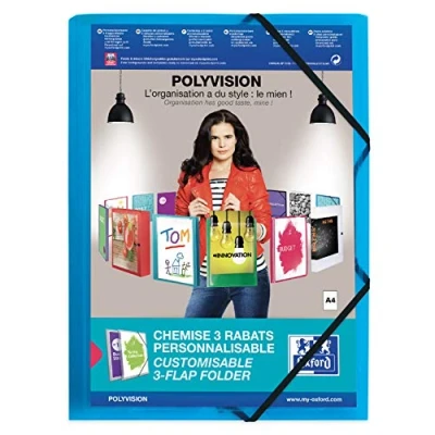 Abbildung von Eckspannermappe POLYVISION, 3 Klappen, A4, blau