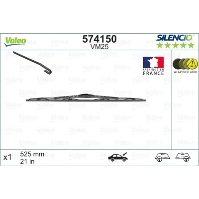 Abbildung von Scheibenwischer Valeo Silencio 574150 525mm vorne Standard VOLKSWAGEN: GOLF 4 Schrägheck, Variant, 3, RENAULT: TRAFIC 2 Bus, CLIO