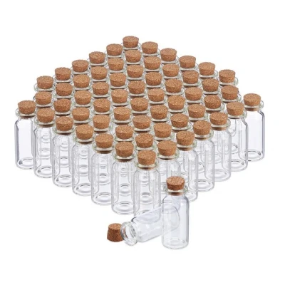 Abbildung von relaxdays Deko Glas Mini Glasfläschchen mit Korken 60er Set