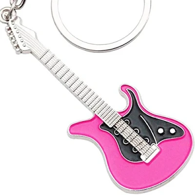 Abbildung von keepdrum E Gitarre Schlüsselanhänger aus Metall Pink