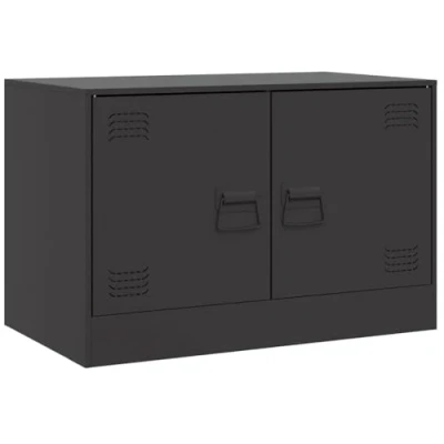 Abbildung von vidaXL TV Schrank, Lowboard für Fernseher, Fernsehtisch mit Stauraum, Fernsehschrank Wohnzimmer, Möbel HiFi Schwarz Stahl