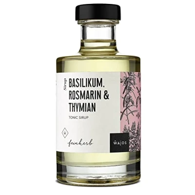 Abbildung von WAJOS Basilikum, Rosmarin und Thymian Tonic Sirup 200 ml, Water für Mixgetränke &amp; Cocktails Ideal Gin andere Longdrinks