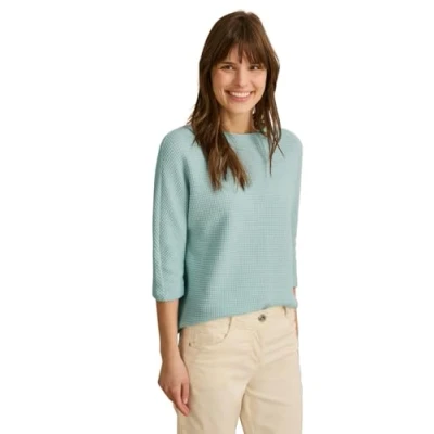Abbildung von CECIL Damen B322967 Ajour Strukturshirt, cool salvia Green, XL