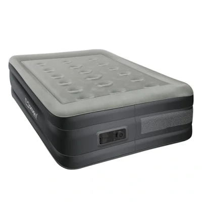 Abbildung von ML Design Luftmatratze für 1 Person 196x97x47 cm Grau, TÜV Zertifiziert, Luftbett selbstaufblasend mit elektrischer Luftpumpe 230V, Aufblasbare Matratze Camping, Gästebett Einzelbett + Tragebeutel