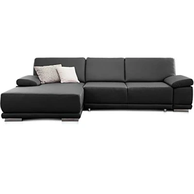 Abbildung von CAVADORE Schlafsofa Corianne in echtem Leder / Eckcouch mit Bettfunktion und beidseitiger Armteilverstellung 282 x 80 162 Echtleder, rot
