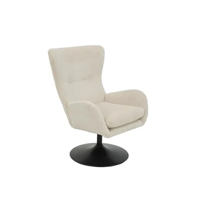 Abbildung von Hela Tische, Lounge Sessel, Ohrensessel Samos, Bezug Cordstoff Beige, hoher Rücken, Trompetengestell 360 drehbar, 70x81x96 cm