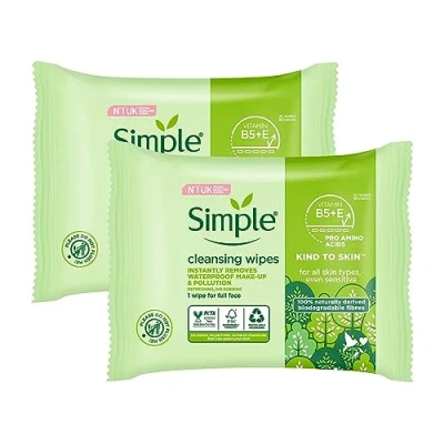 Abbildung von Simple Gesichtsreinigungstücher, hautfreundlich, 25 Stück (2 Packungen)